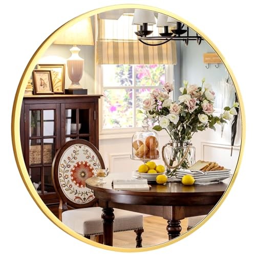24 Inch Round Mirror - Circle Mirrors for Bathroom, 24"L x 24"W Round-gold gallery