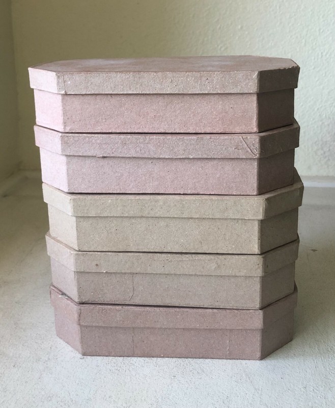 Set of 5 Octagon Shaped Paper Mache Keepsake Boxes with lids and accordion fold