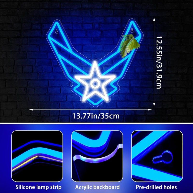 Military Neon Wall Decor Light - LED Sign for Man Cave, Bedroom, Veterans Gather gallery