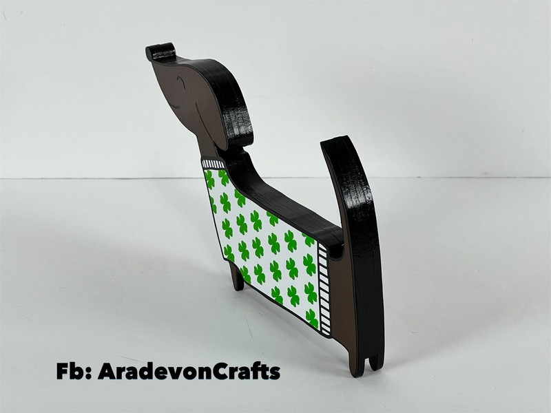HANDMADE: Laser Cut Shamrock & Hearts 6.5 inch Dachshund figure (Dark Brown) gallery