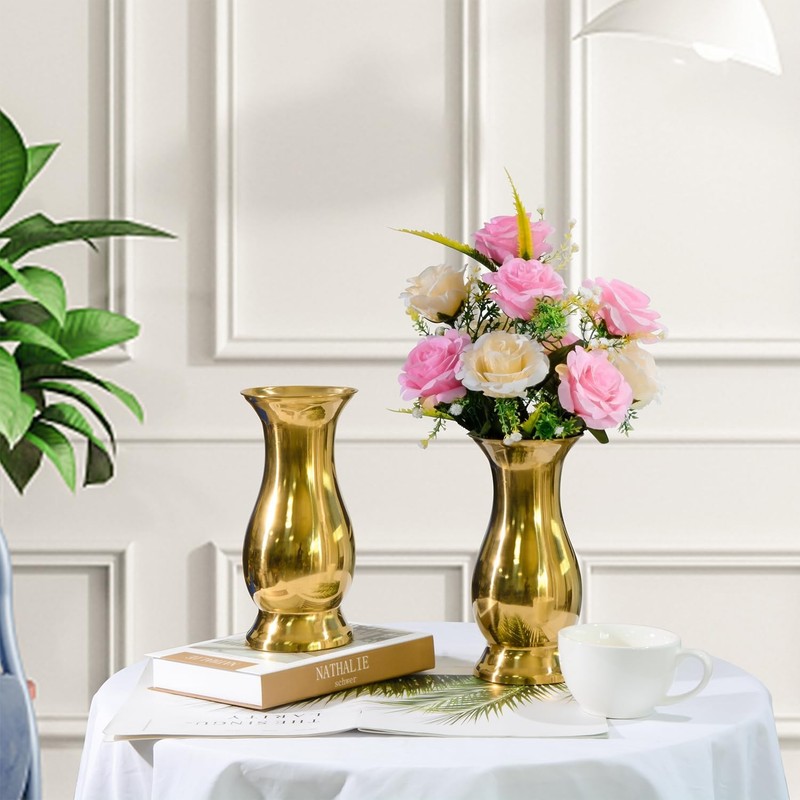 1 PCS Golden Metal Vase Centerpiece Stainless Steel Tabletop Flower Decor gallery