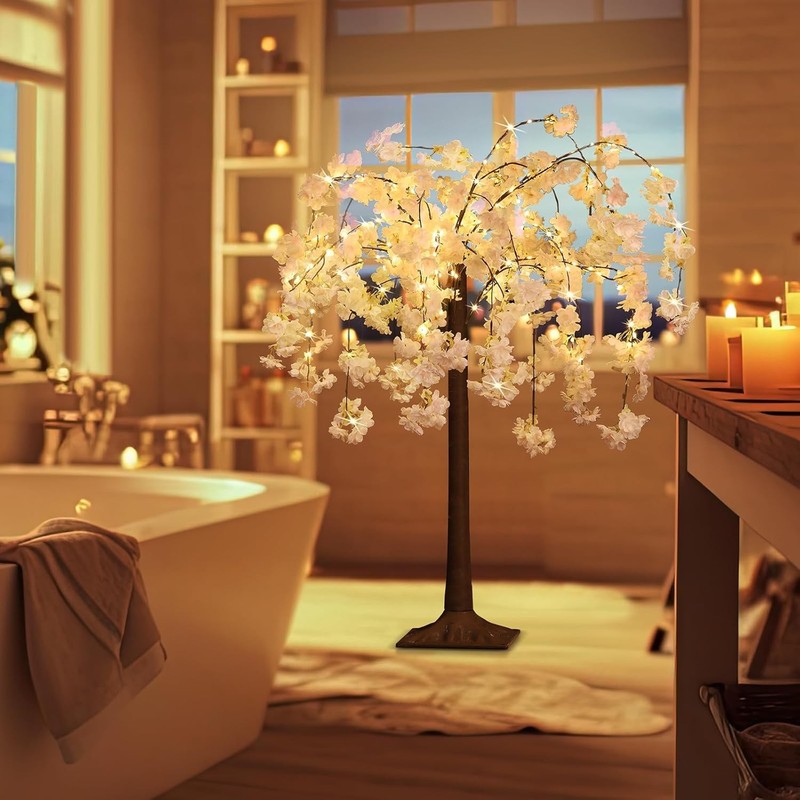 Lighted Cherry Blossom Tree LED Artificial Trees for Decoration Inside, Light up gallery