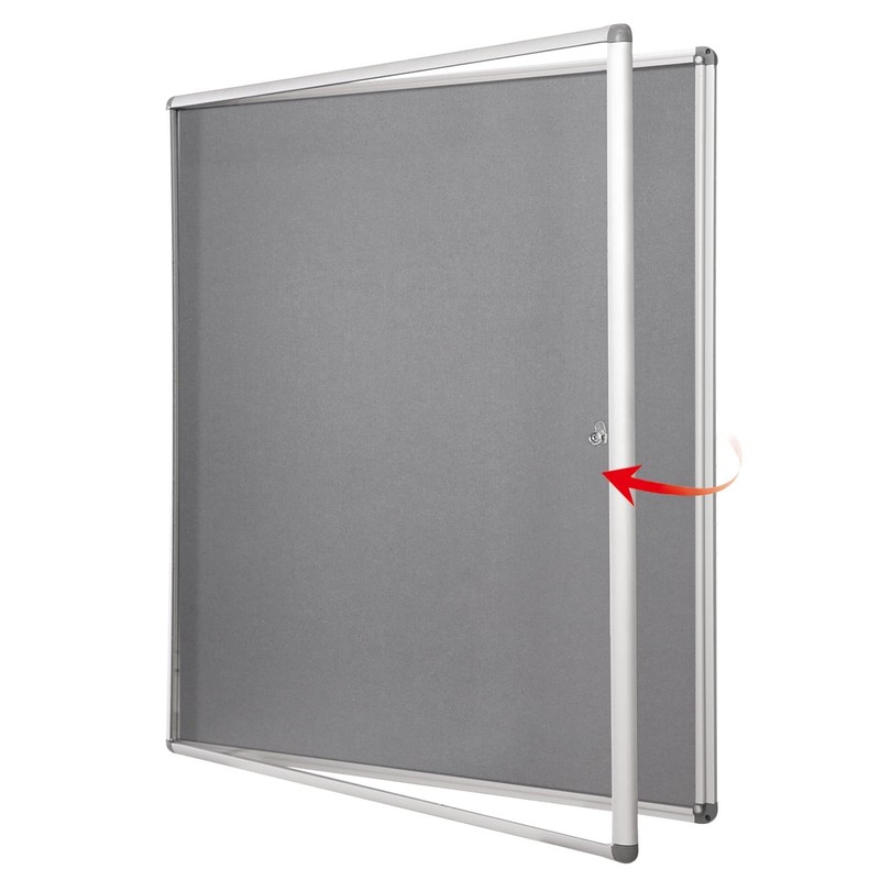 SWANCROWN Lockable Felt Bulletin Indoor Display Case Big Message Center Board…