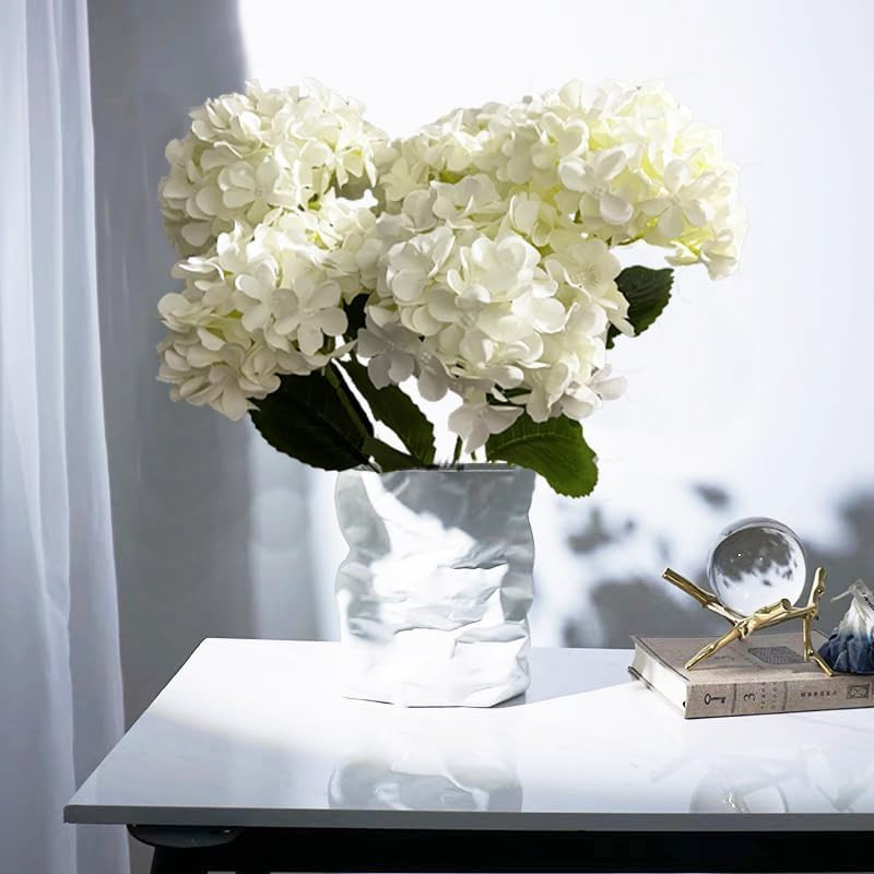 8Pcs White Hydrangea Artificial Flowers 27.57" Large Realistic Single Long Stem gallery
