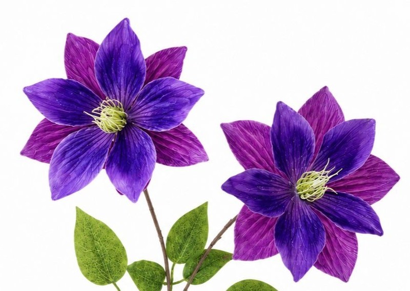 Set of 2 Purple Clematis Stems Faux Flower Branches Floral Decor Cottagecore gallery
