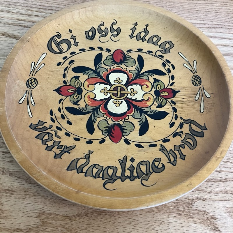 Norwegian Folk Art Floral Hand Painted Plate “Give Us Today Our Daily Bread” 10” gallery