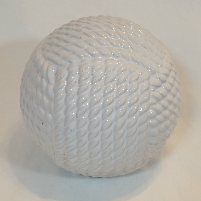 Ceramic Rope Decorative Sphere Orb Home Decor 7in White Nautical Beach Carpet