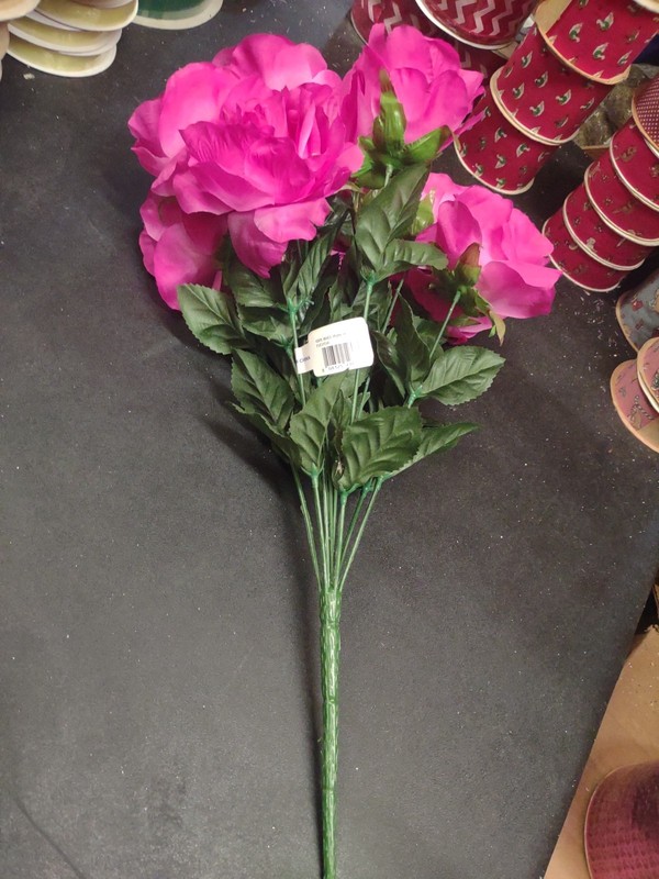 Big Mixed Pearl Rose Bush, Fuchsia Hot Pink Silk, 5" Large Roses, 12 Stems gallery
