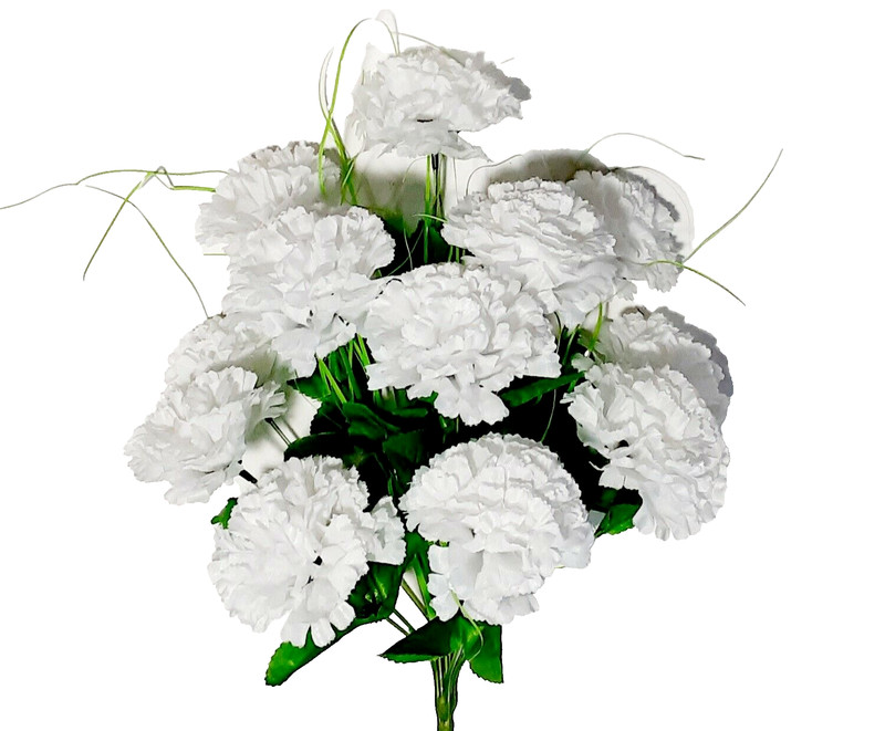 White Carnation 17" Bush 12-Bloom Silk Fake Flower Holiday Home In/Outdoor Decor gallery