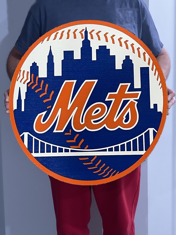 MLB New York Mets Team Logo Wood Sign Wall Decor Handmade Laser Cut 16″-34″