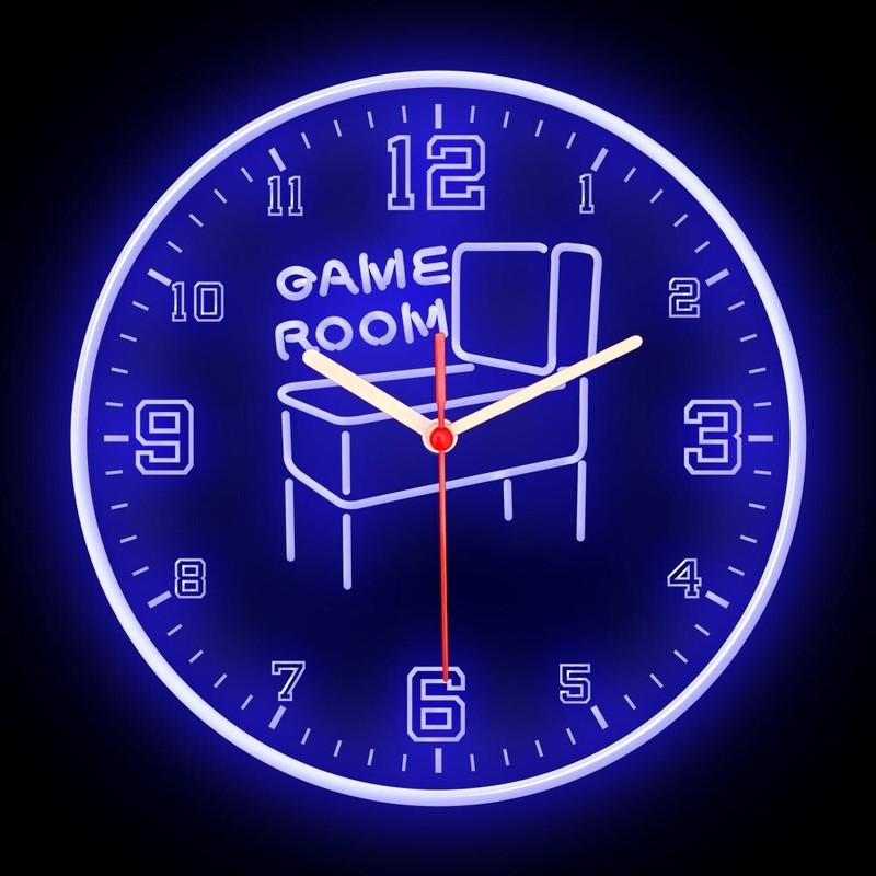 Game Room Pinball Arcade Man Cave Home Decor Colorful Flexible Neon Clock 10″