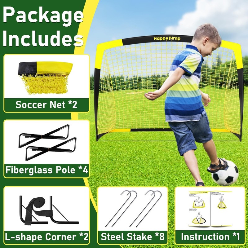 Happy Jump 7x5 FT & 5x3.6 FT Portable Soccer Goal for Youth Players Ages 6– gallery