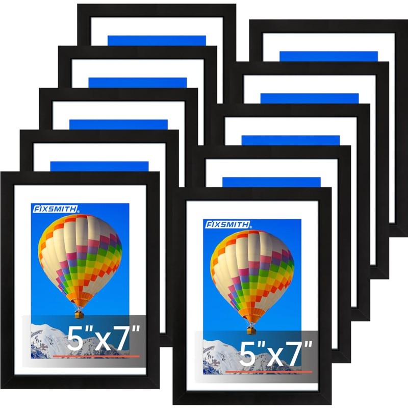 Minimalist Black Picture Frame Set of 10 – Display 5×7 or 4×6 Photos with Style