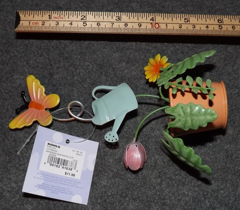 Crafts - Lot 5 Mini Metal Watering Can - Floral Picture Holder Clip - GIFTS NEW! gallery