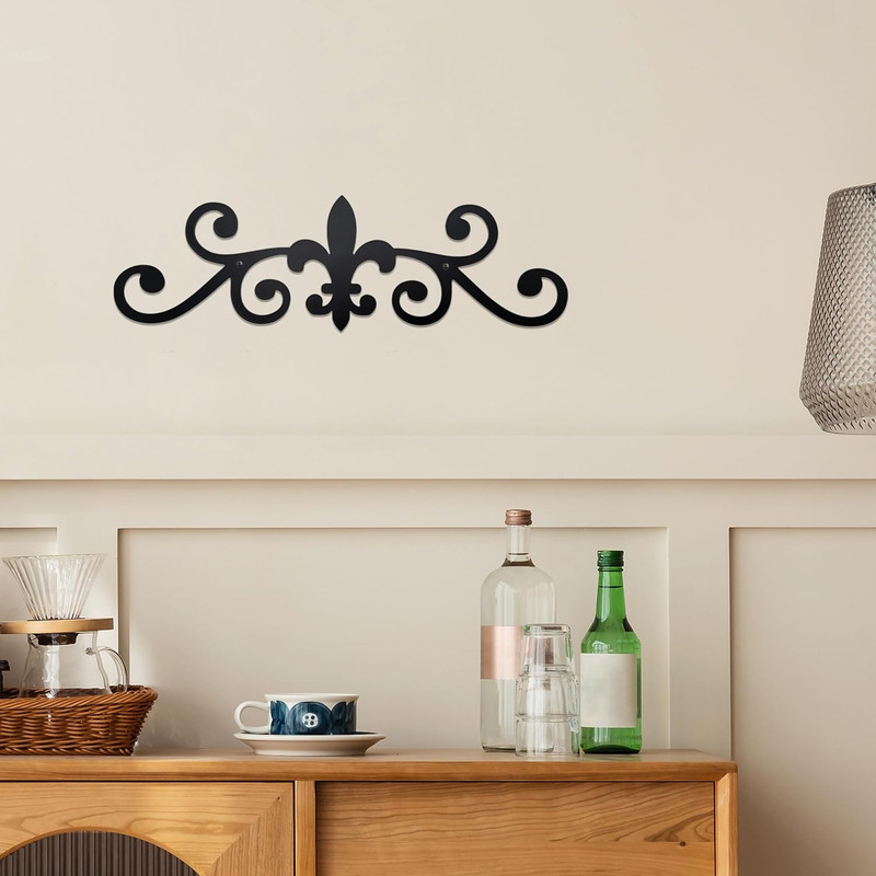 Rustic Metal Scroll Wall Art Small Black Iron Decorative Wall Sculpture for Home gallery