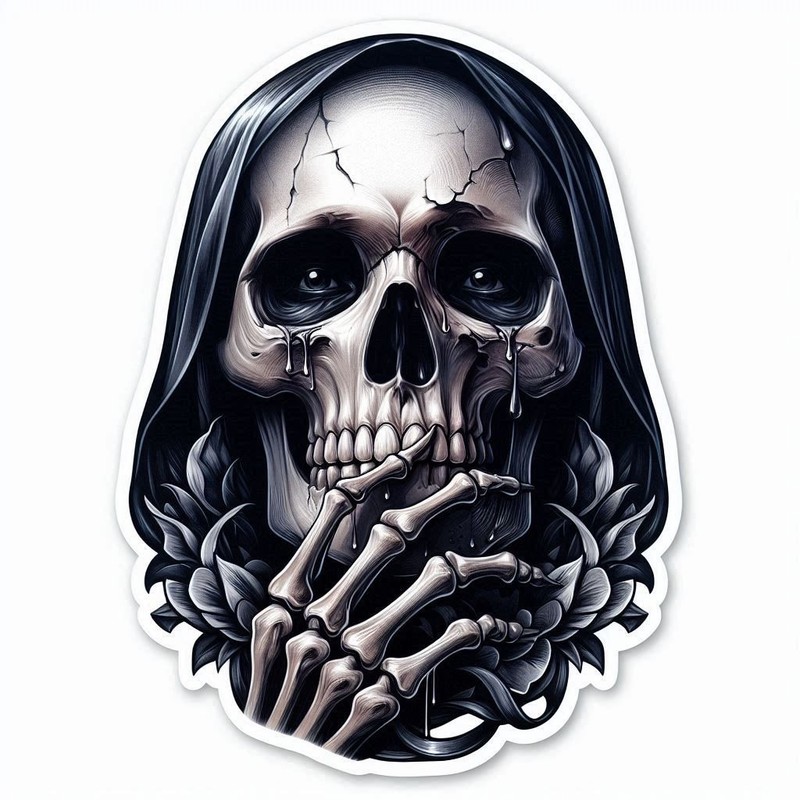 Skeleton Reaper Sticker Hooded Death Character Vinyl Decal Laptop Phone Car