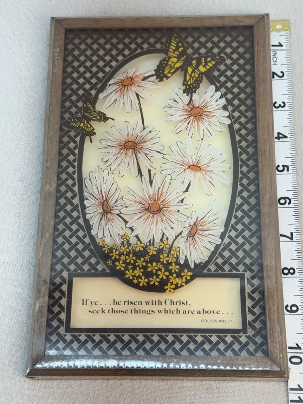 Vintage 1979 Bible Verse Wall Plaque Framed Religious Decor Sealed gallery