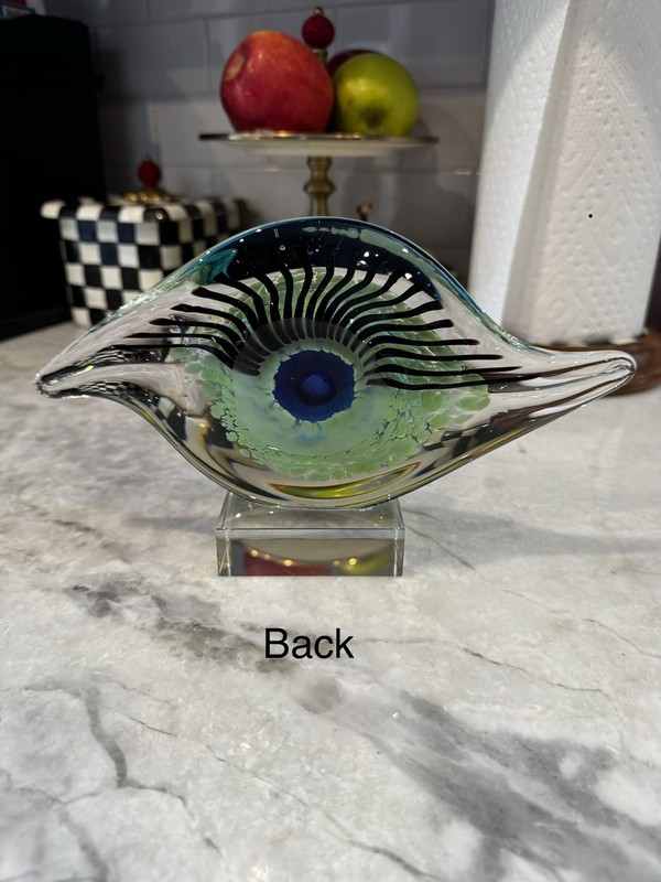 RARE Tabletop Evil Eye Glass Decoration Desk Coffee Table Kitchen Counter Green gallery