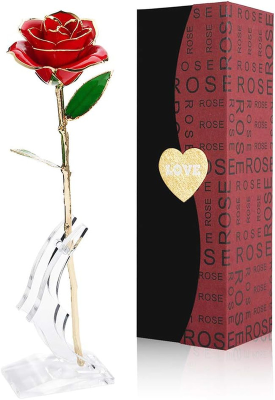 Gold Dipped Rose 24K with Gift Box, Stand & Writable Card – Valentines Day Gift
