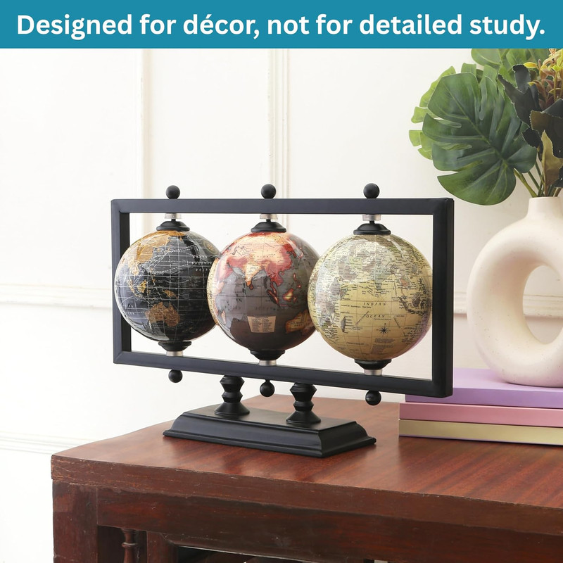 Set of 3 4'' Earth Globe for Desk Elegant Office Decor World Globe Sturdy Metal gallery