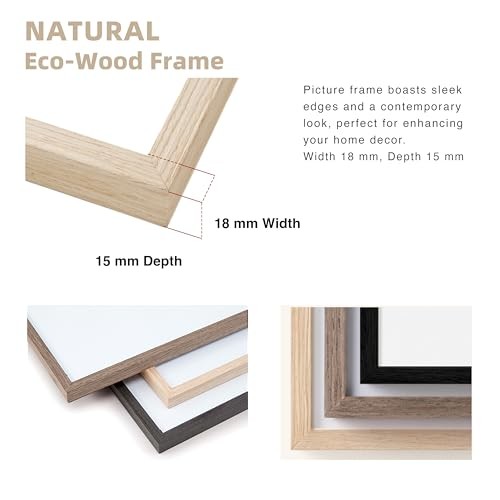 11x14 Wood Frame with 8x10 Mat, Solid Wood Veneer Finish 11x14 - 1 Pack Natural gallery