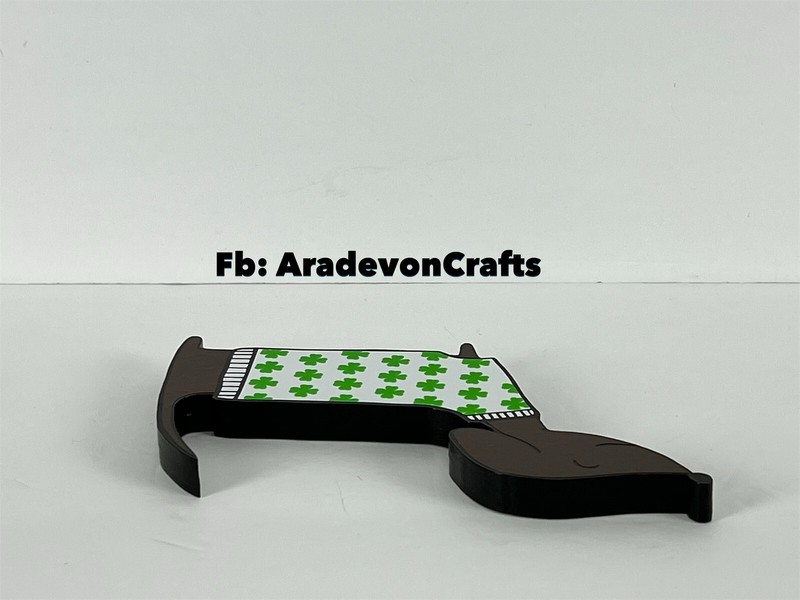 HANDMADE: Laser Cut Shamrock & Hearts 6.5 inch Dachshund figure (Dark Brown) gallery
