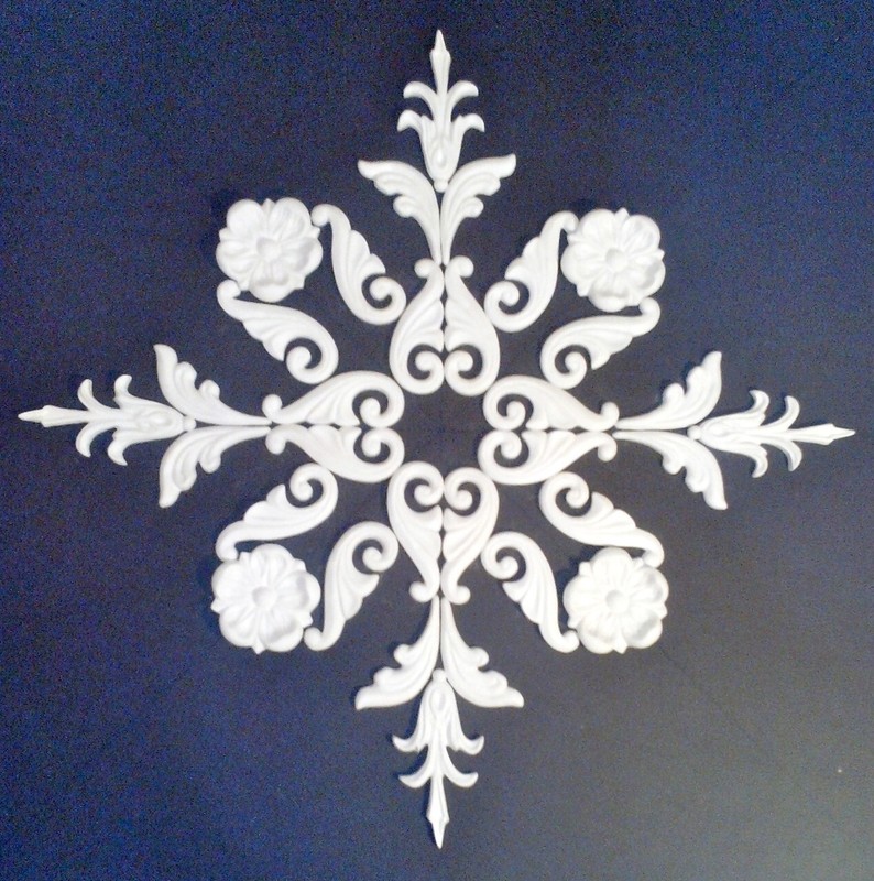 Stuck Mirror Rosette Alabaster Gipsstuck Handgefertigt - 22 3/8X22 3/8in