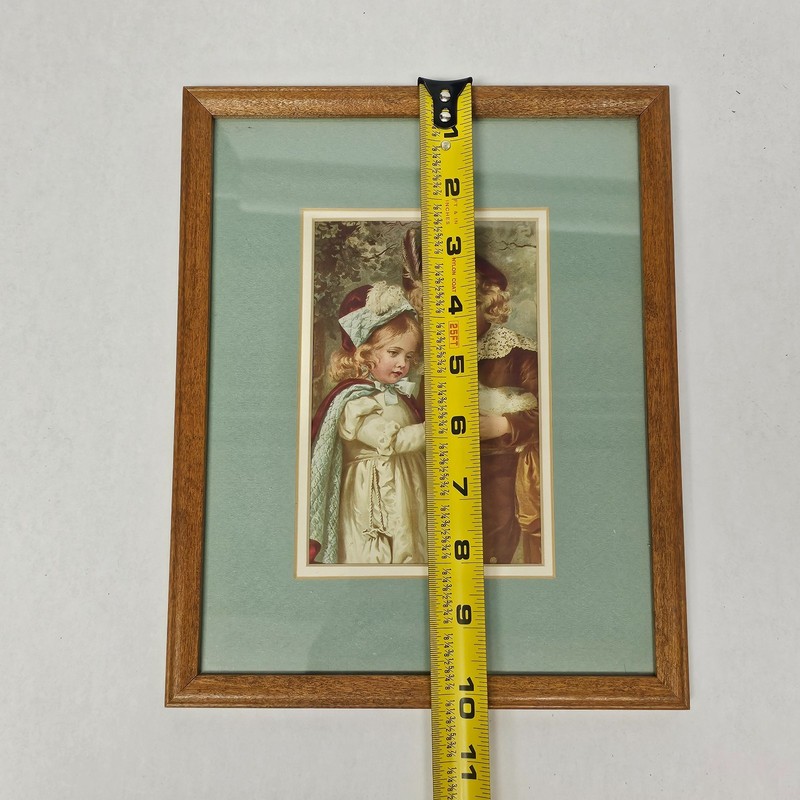 8x10 Victorian Children Vintage Wood Framed Print Girl and Boy Holding Puppy gallery