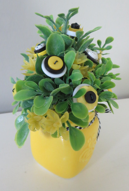 Button Flower Bouquet in MINI Bee Themed Espresso Mug - Summer Home Decor #648 gallery