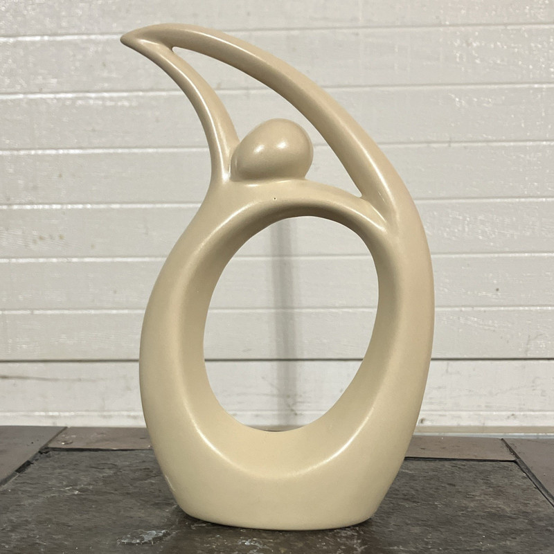Signature Homestyles Abstract Art Figurine, Beige Ceramic, 8 in, Free Standing