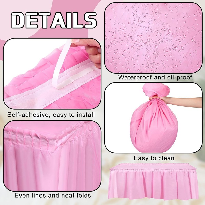 6 Pcs Plastic Table Skirts and Stainproof Table Cloths 54 x 108 in Plastic gallery