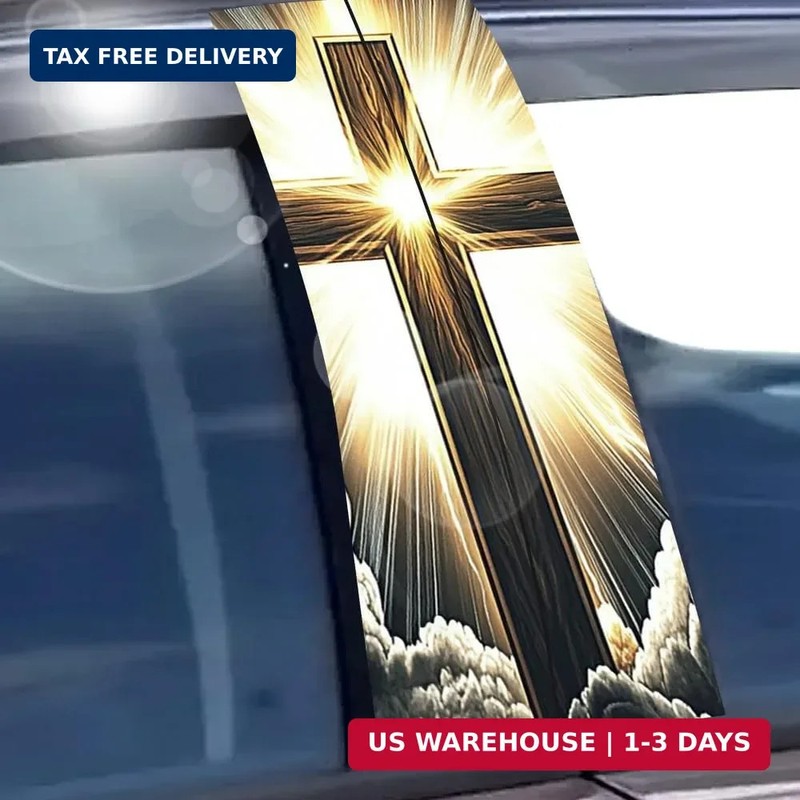 1 Pair Jesus Car B-Pillar Decals, Cross Car Center Pillar Stickers, Waterproof V gallery
