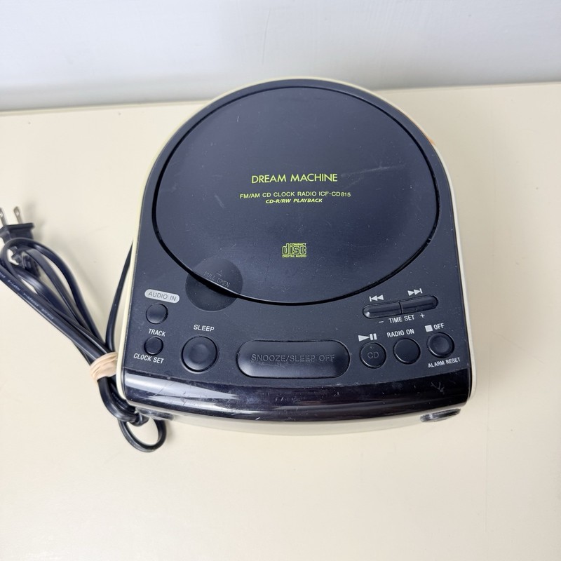 Sony Dream Machine ICF-CD815 FM/AM Radio CD Player Dual Alarm Clock-TESTED/WORKS