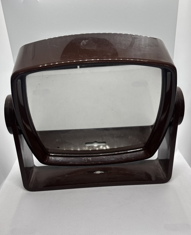Vintage Double Sided Brown Swivel Magnifying Make Up Mirror