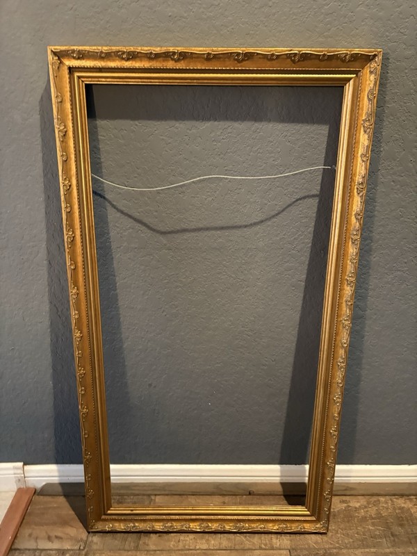 Vtg Gold Tone Ornate Picture Frame Holds 17 X 33 5/8” in Picture Frame Only READ
