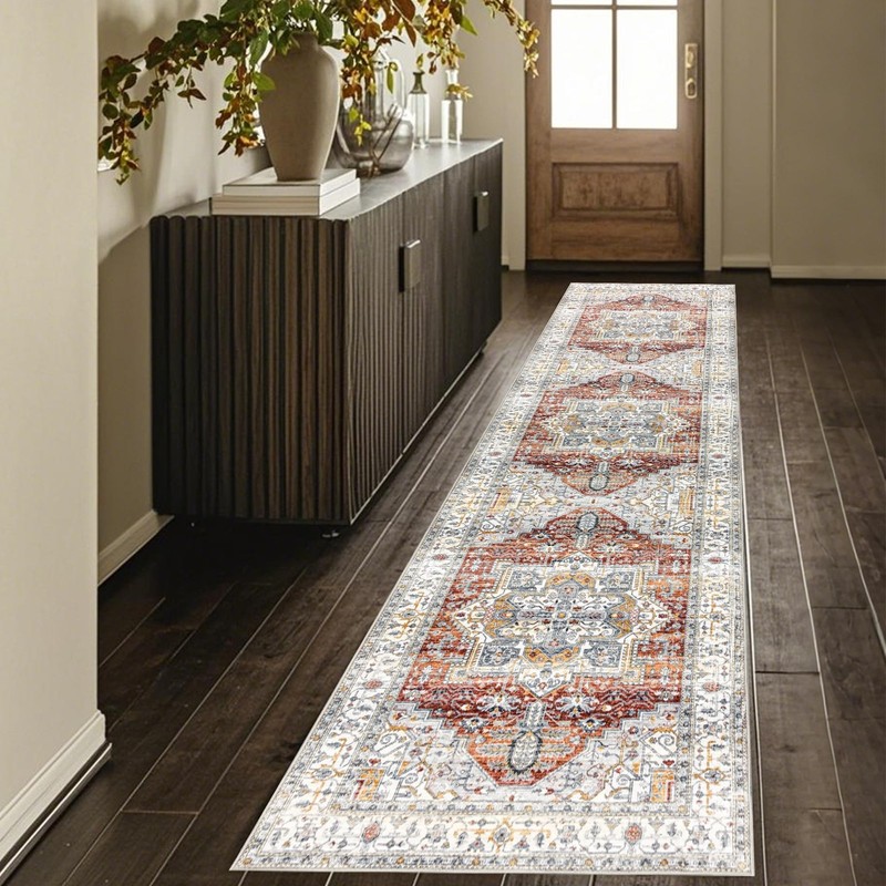 3×10 Hallway Washable Runner Rug : Vintage Soft Kitchen Bathroom Laundry Runn…