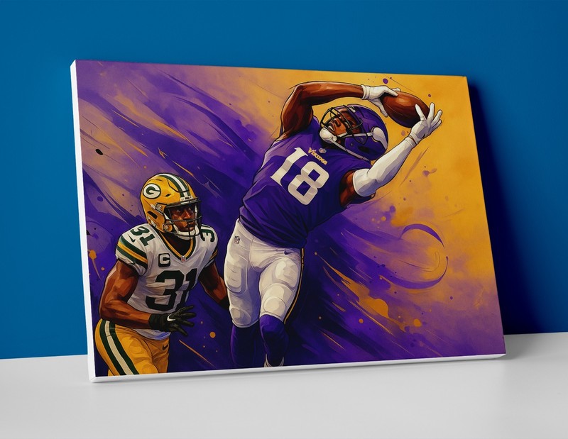 Justin Jefferson Poster or Canvas – Justin Jefferson Catch Vikings Wall Art