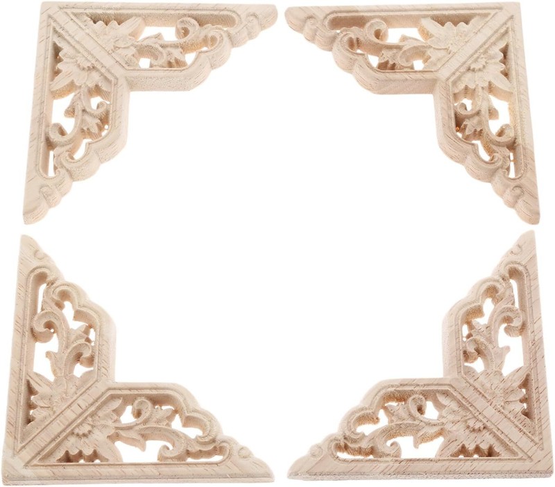 MUXSAM Wooden Decorative Appliques Onlays, 4-Pack 8x8cm/3.15″x3.15″, 4 Pack