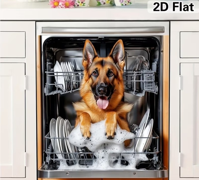German Shepherd Dishwasher Magnet Cover 23″X25.59 2D Flat