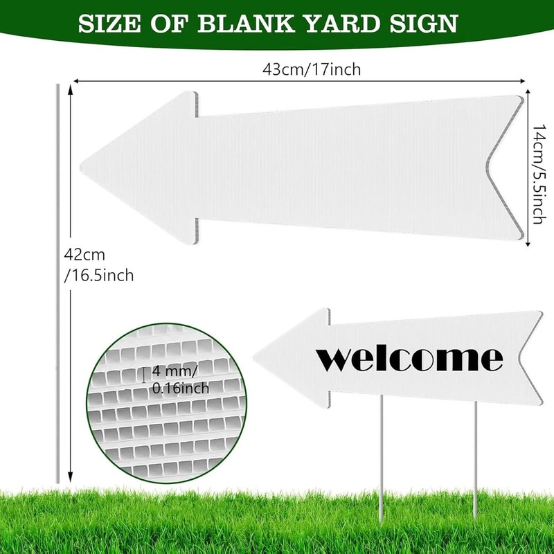 Blank-Arrow-Signs Bulk with Stakes 3 Pack 17 x 6 Inches Wedding Directional Yard gallery