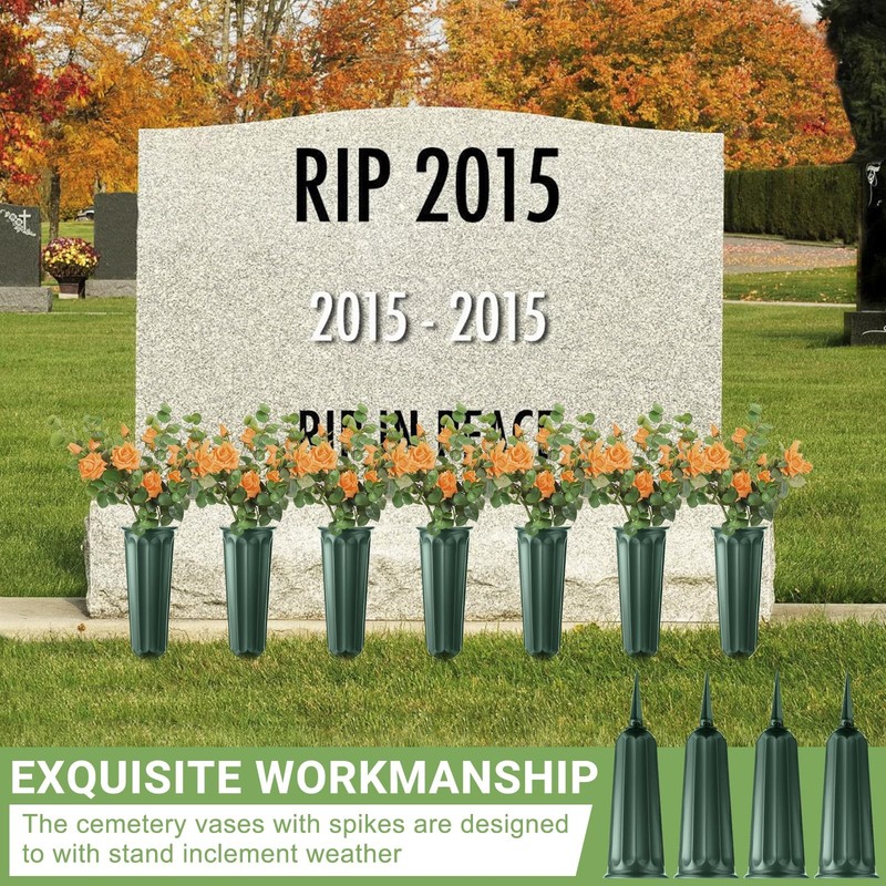 20 Pack Cemetery Vases with Spikes,Plastic Vases for Flowers,Grave Decoration... gallery