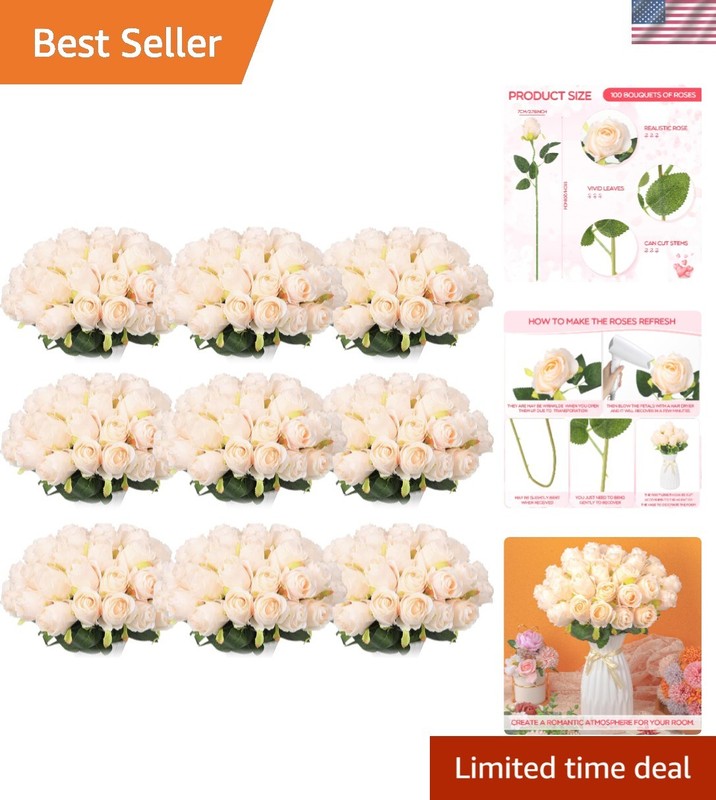 100 Unscented Long Stem Artificial Roses – Versatile Decor for All Occasions
