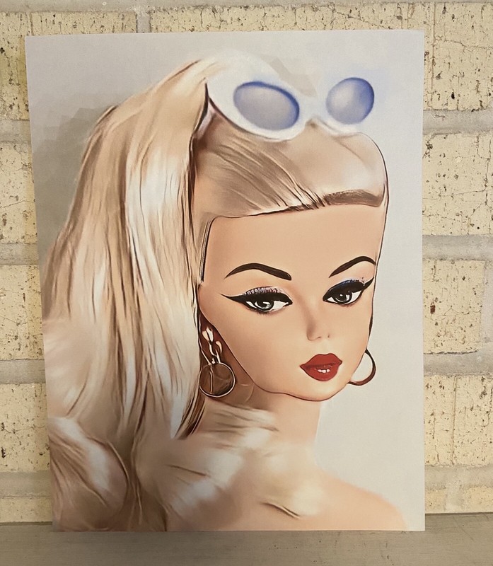 Retro Barbie Portrait Art Print – Platinum Blonde Silkstone Barbie Art