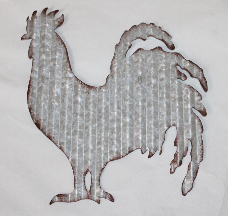 ROOSTER CHICKEN METAL SIGN Rustic Country Primitive Kitchen Home Decor BARN FARM
