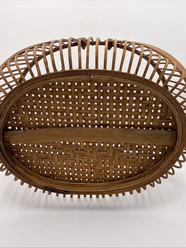 Vintage Handcrafted Japanese Hanakogo Bamboo Flower Basket Rattan Boho Decor gallery