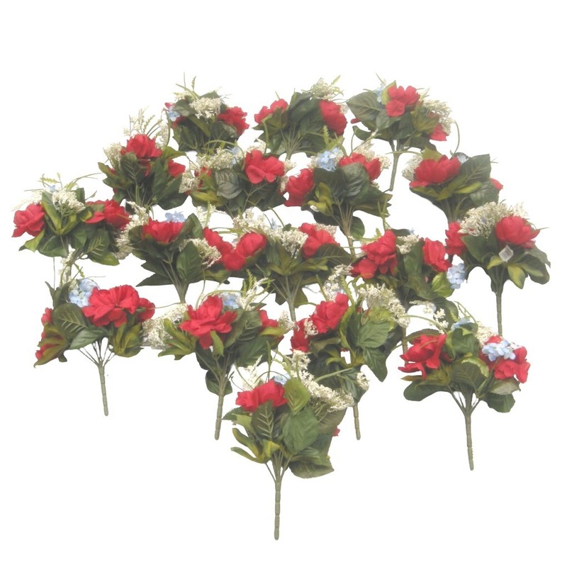 Silk Flower Lot of 17 Bushes 12" Patriotic Red White Blue Florist Quality gallery
