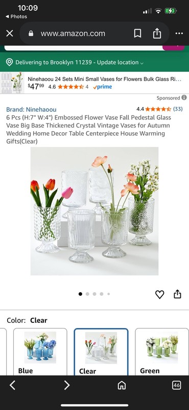 6 Pcs (H:7 Inch W:4 Inch) Embossed Flower Vase Pedestal Glass Vases for Flowers