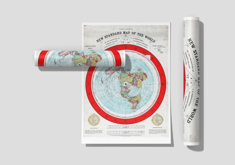 1892 Flat Earth Map - Alexander Gleason's New Standard Map the World Globe Model gallery