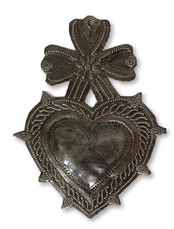 Sacred Heart with Spikes – Handmade Metal Wall Art Haiti 4″x6”