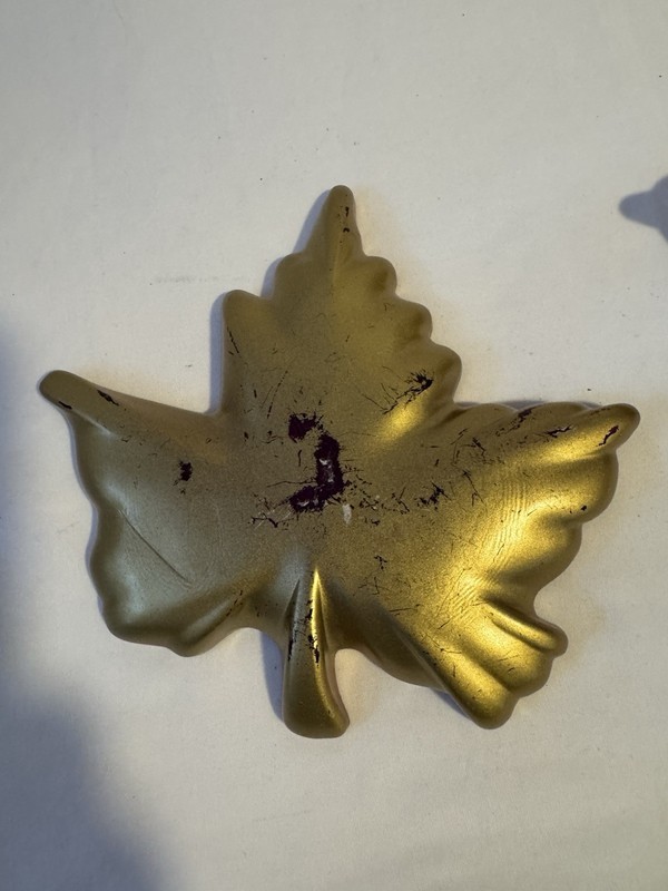 Set of 2 Purple Iridescent Glass Maple Leaf Candy Dishes Vintage Trinket Trays gallery